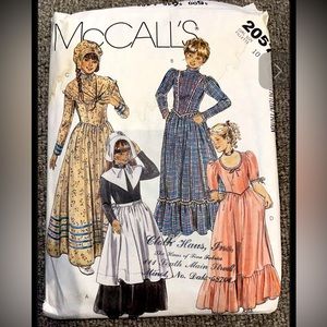 McCall's 2057 Girls Vintage Costume Dress Bonnet Pattern Sz 10 Colonial Pilgrim